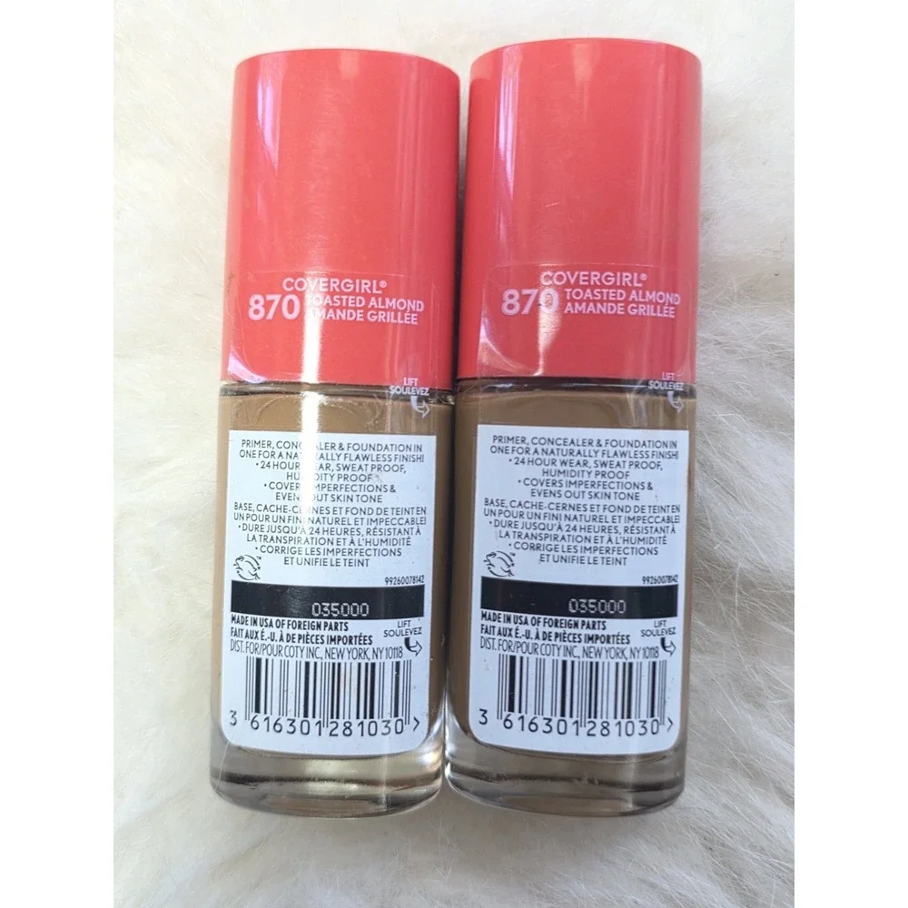 COVERGIRL Outlast 870 Toasted Almond Extreme Wear 24HR Liquid Foundation 2 Pack